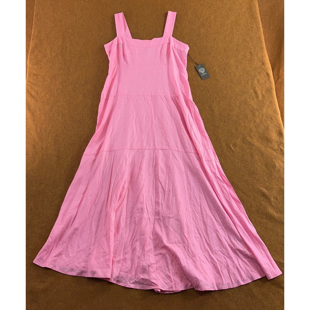 Vince Camuto Womens Large Pink Golden Hour Tiered Viscose Maxi Dress NWT